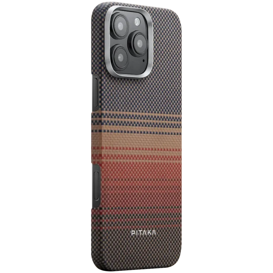 photo - Husă PITAKA Tactile Woven cu suport magnetic, și MagSafe pentru iPhone 16 Pro Max, Sunset