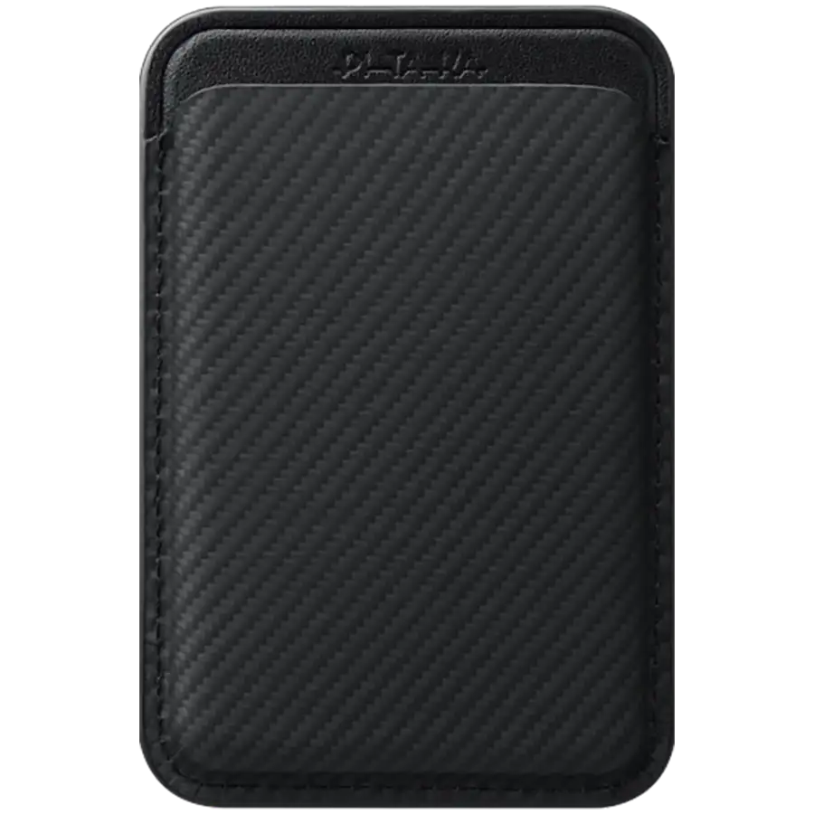 Wallet PITAKA Magnetic Woven pentru iPhone, Black/Gray – photo 1