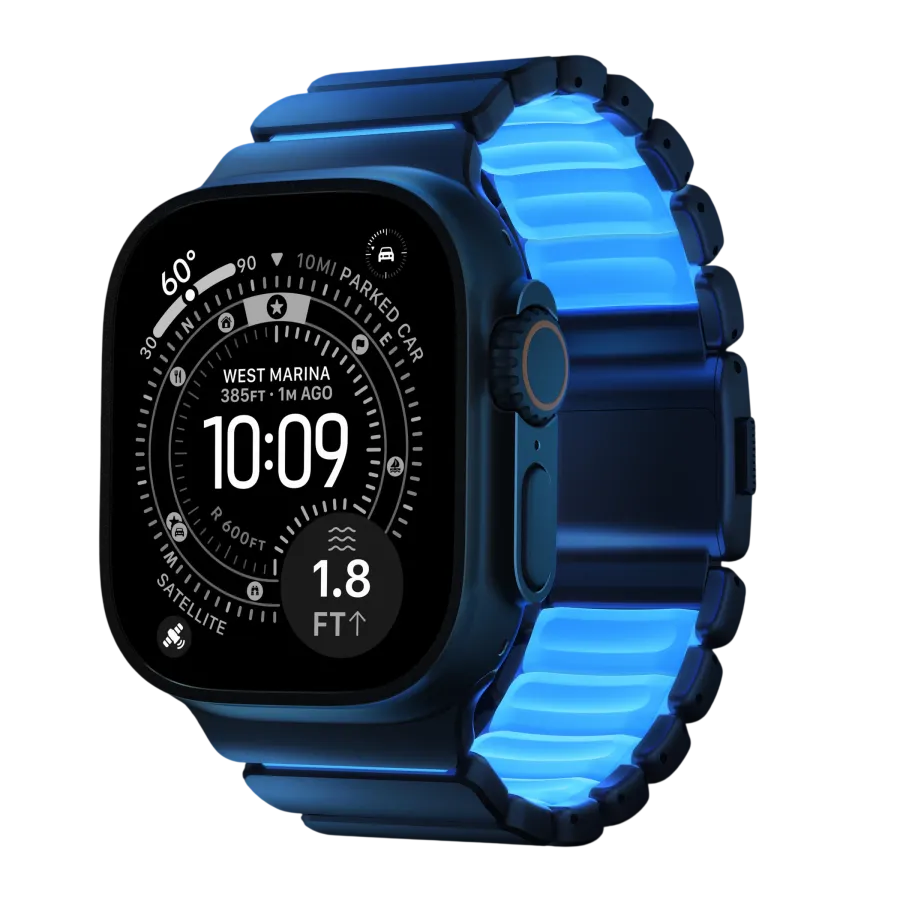 photo 2 - NOMAD for Apple Watch 44/45/46/49 mm, Black/Icy Blue Glow