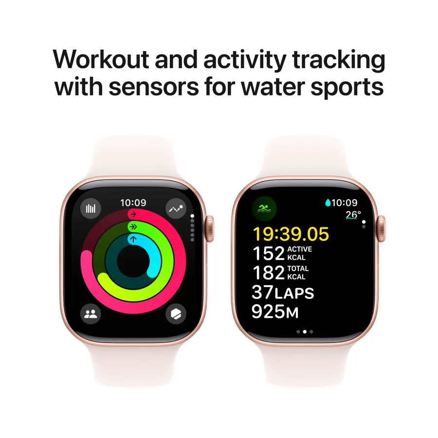 photo 4 - Apple Watch Series 10 GPS 46mm Rose Gold Aluminium Case with Light Blush Sport Band - S/M, Model A2999