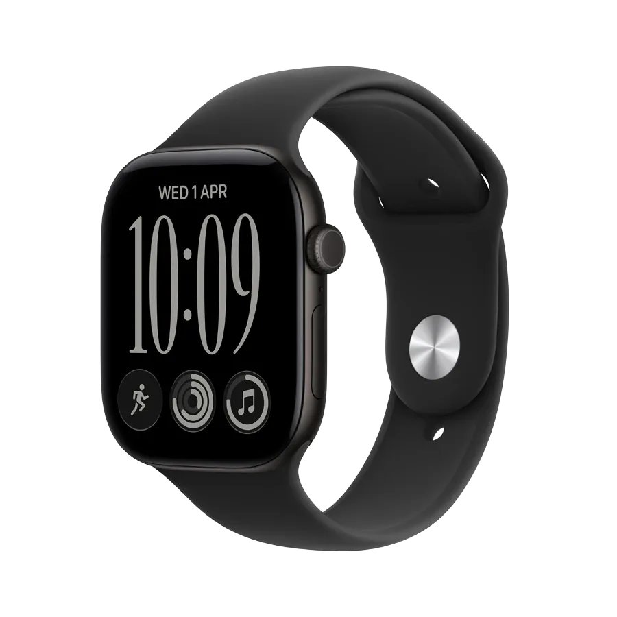 Apple Watch Series 12 GPS + Cellular, Спортивний ремінець чорного кольору, M/L, 46mm, Чорний – photo 1