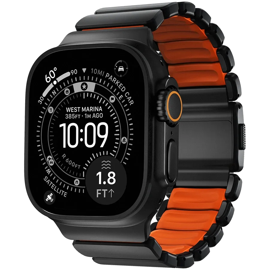 photo 1 - NOMAD Stratos Band for Apple Watch 46/49 mm, Black Hardware/Ultra Orange