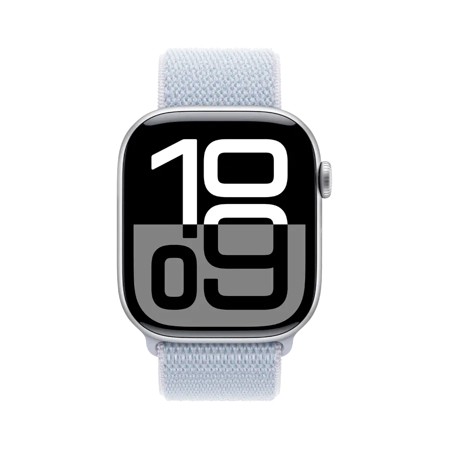 photo 2 - Apple Watch Series 10 GPS,  Голубое облако спортивный ремешок, 46мм, Серебристый