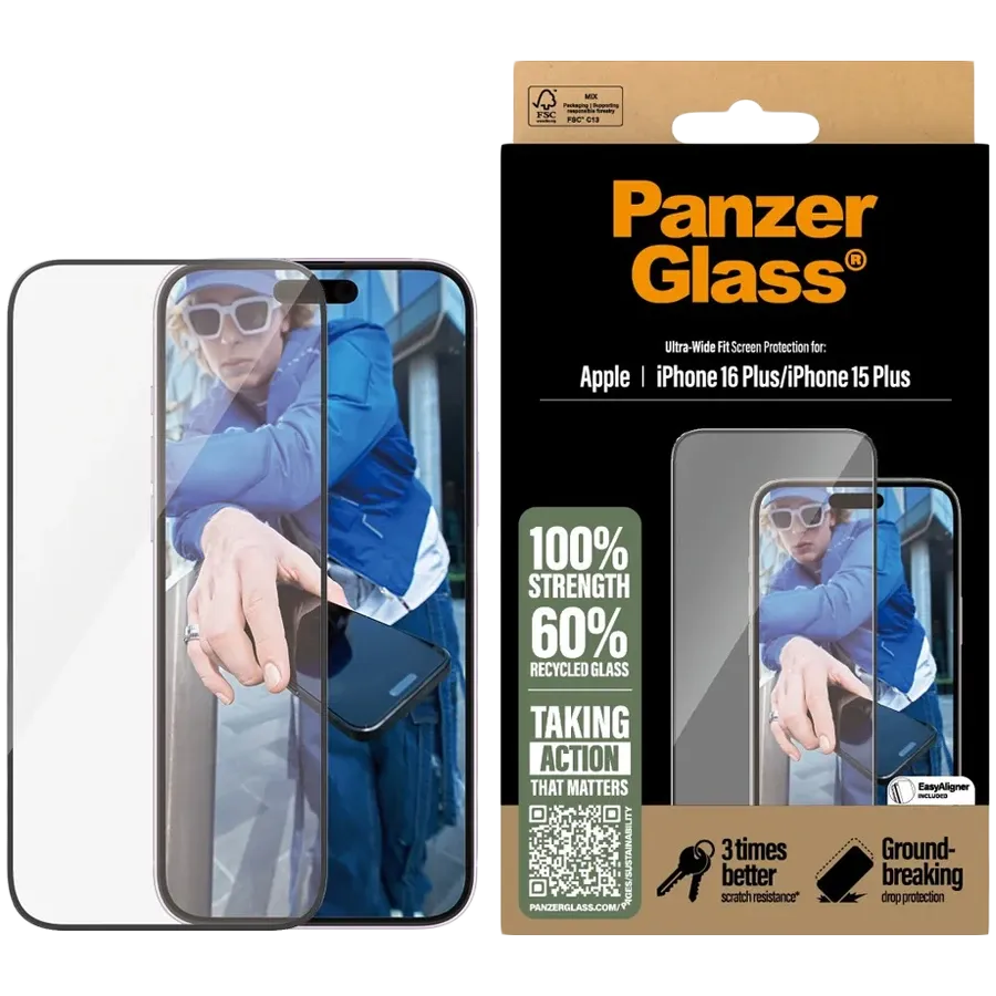 photo 1 - Захисне скло PanzerGlass для iPhone 16 Plus | 15 Plus | Ultra-Wide Fit