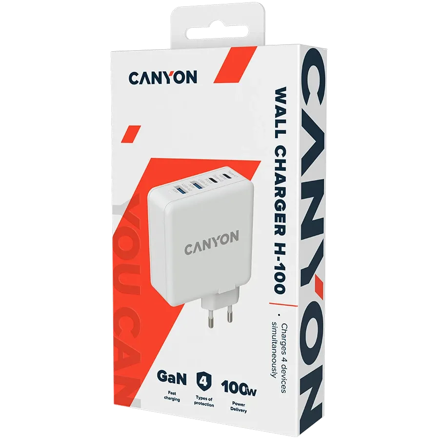 photo 3 - CANYON Սնուցման փոխարկիչ H-100 4*USB/USB-C, 100 Վտ