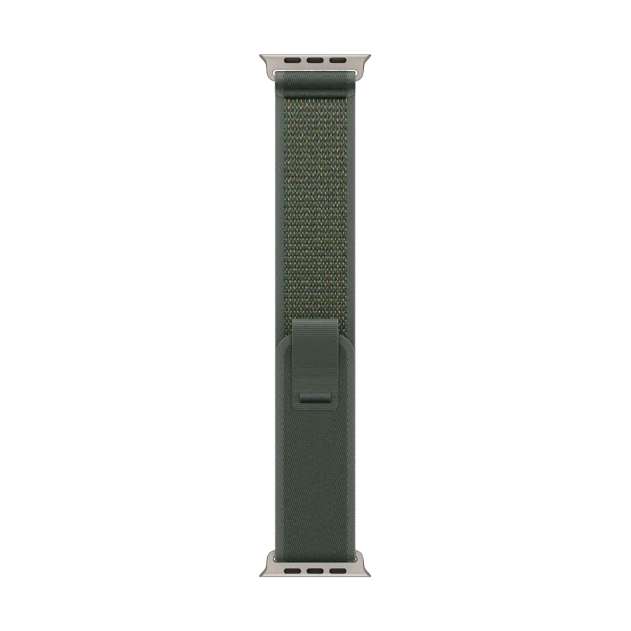 photo 1 - Apple 49mm Trail Loop - Natural Titanium Finish Band  for Apple Watch 44/45/46/49 mm, Size S/M, Green