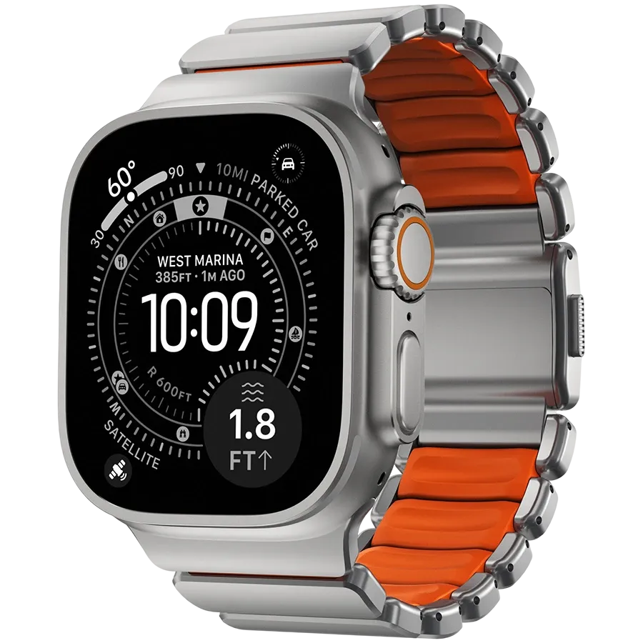 photo 1 - NOMAD Stratos Band for Apple Watch 46/49 mm, Natural Hardware/Ultra Orange