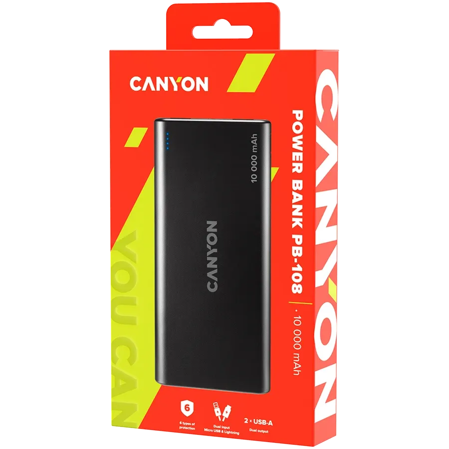 photo 4 - CANYON PB-108 Портативное зарядное устройство, Чёрный