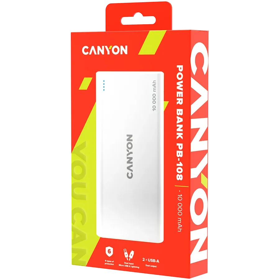 photo 4 - CANYON PB-108 Портативное зарядное устройство, Белый