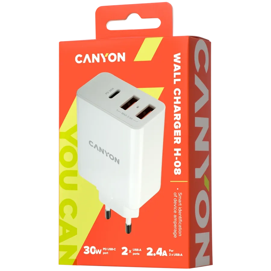 photo 3 - CANYON Адаптер питания H-08 3*USB/USB-C, 42 Вт