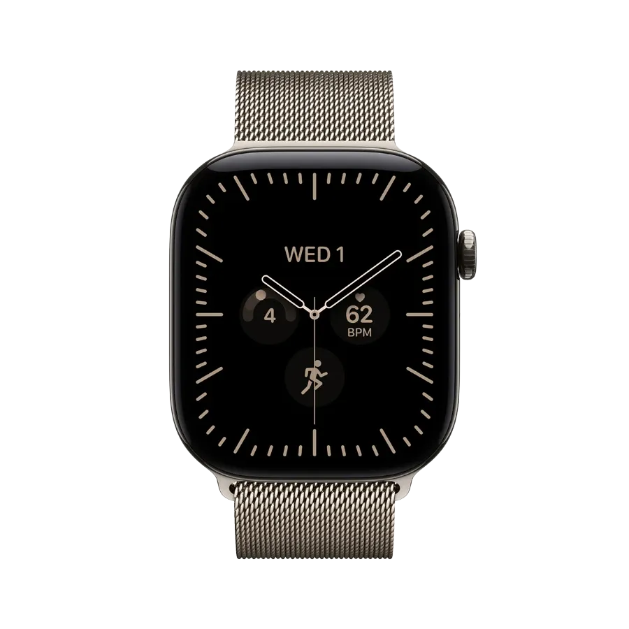 Apple Watch Series 12 GPS + Cellular,  Міланський сітчастий браслет, 42mm, Natural Titanium – photo 2