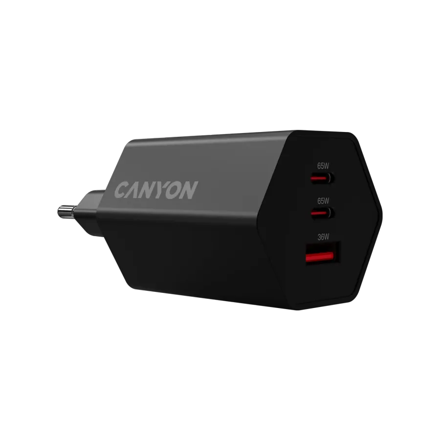 photo 2 - CANYON Адаптер питания Hexagon 65 3*USB/USB-C 2*USB Тип C, USB Тип A, 65 Вт