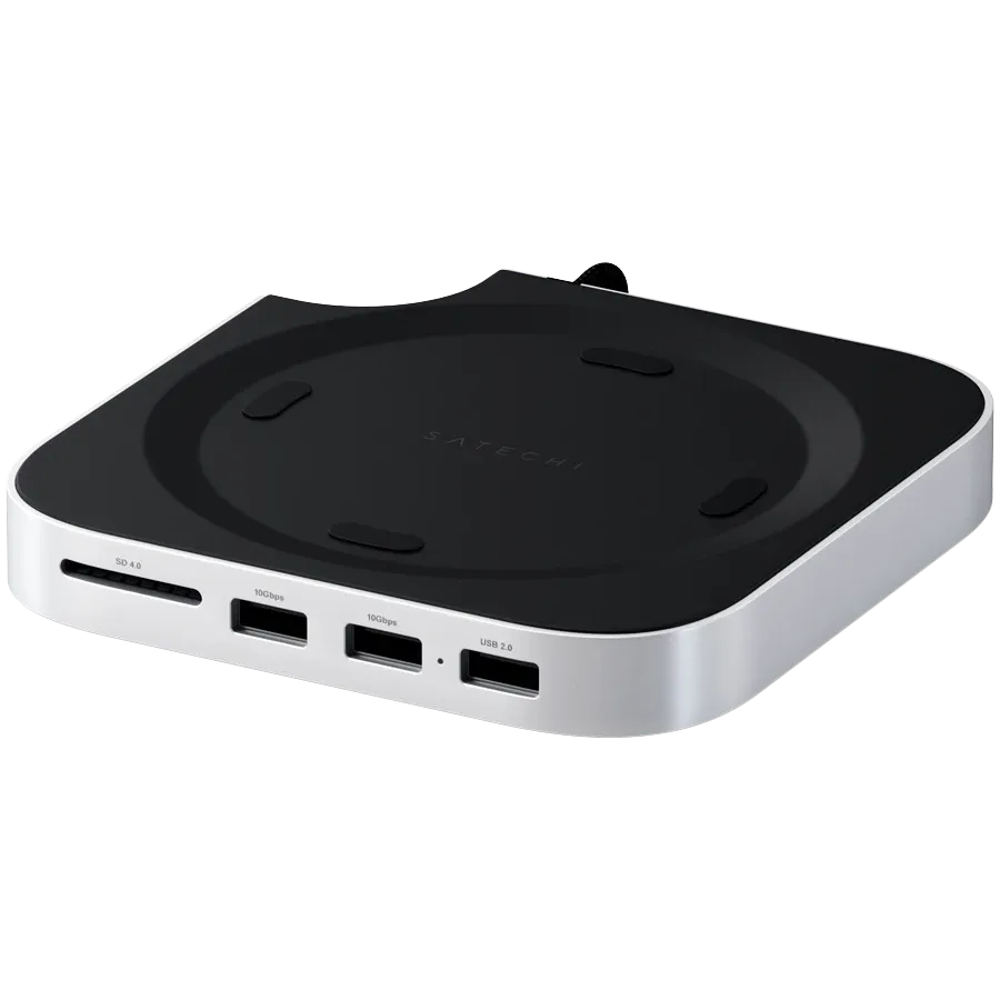 photo 6 - Подставка и хаб SATECHI для Mac Mini M4 с корпусом для SSD, Серебристый