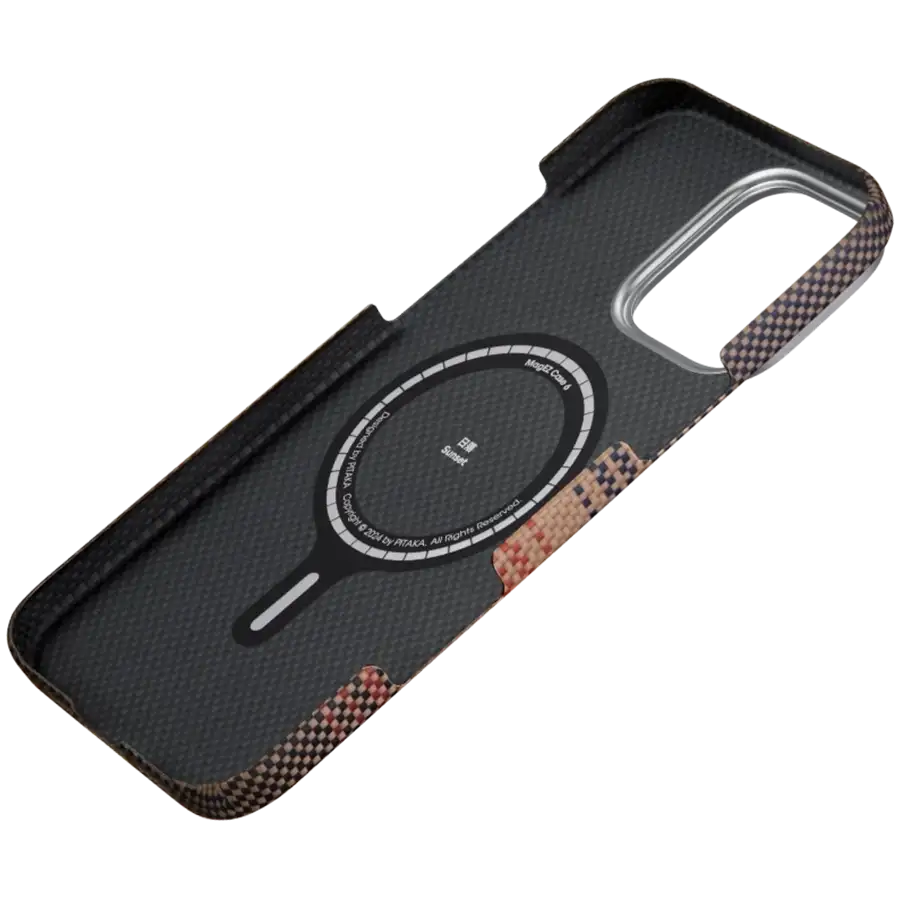 Husă PITAKA Tactile Woven PitaTap pentru iPhone 16 Pro, Sunset – photo 3