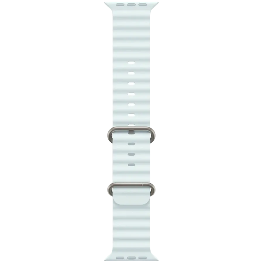 photo 1 - Apple Ocean Band - Natural Titanium Finish Band  for Apple Watch 44/45/46/49 mm, Ice Blue