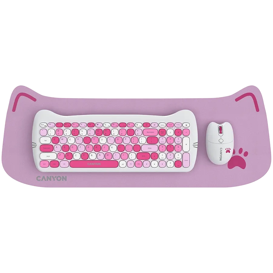 photo 1 - CANYON HSET-W6 Клавиатура, Розовый
