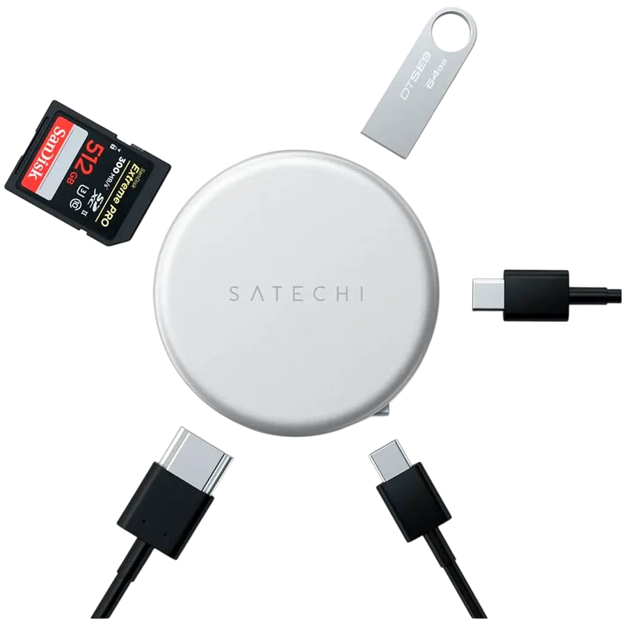 Многопортовый адаптер Satechi OnTheGo 5-в-1, Серебристый – photo 5