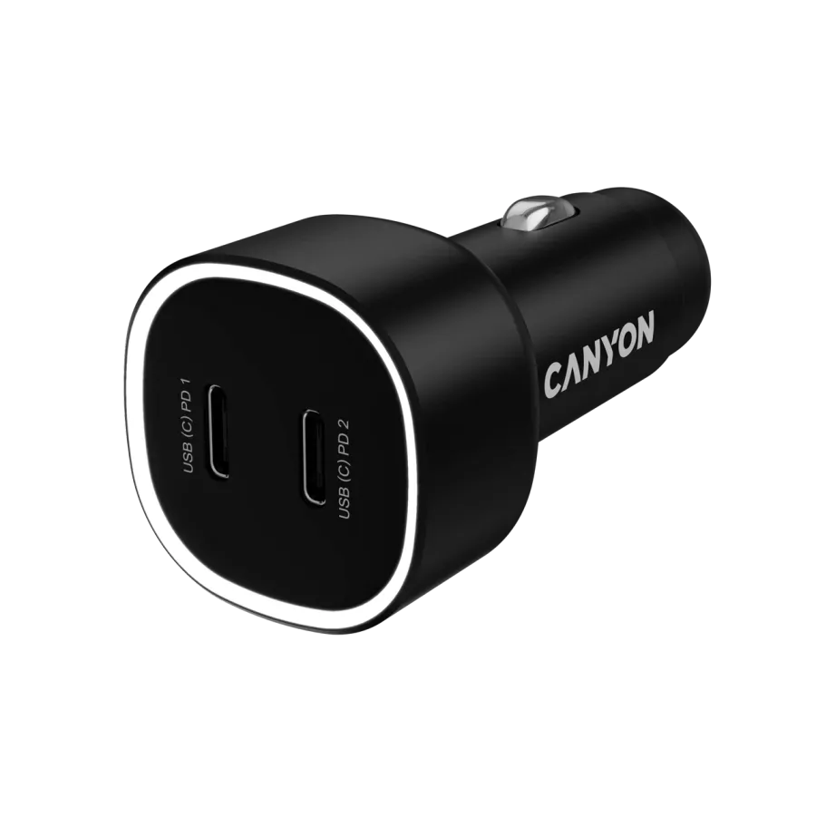photo 1 - Автомобильный адаптер CANYON USB-C, 60 Вт, Чёрный