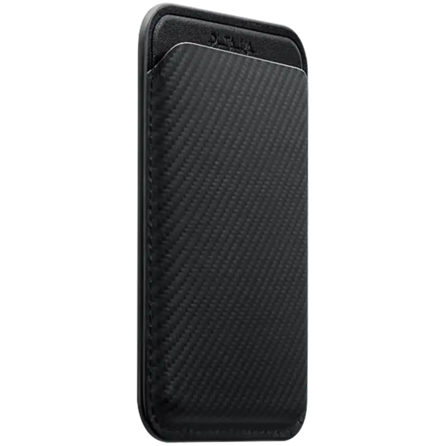 Wallet PITAKA Magnetic Woven pentru iPhone, Black/Gray – photo 2