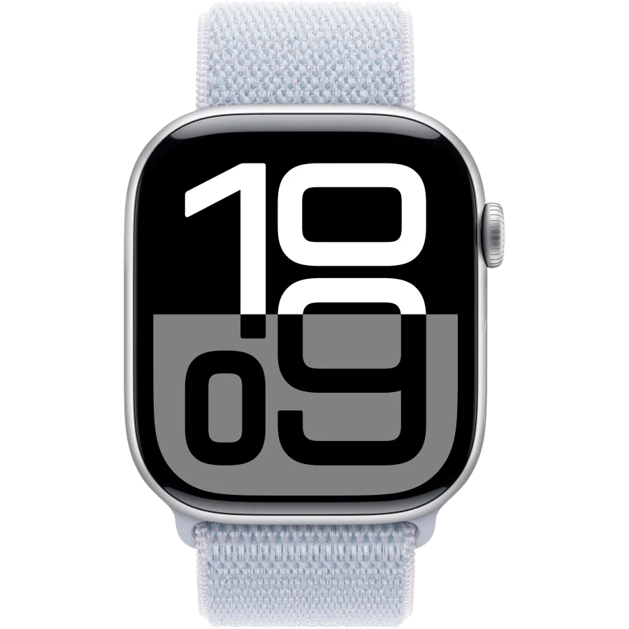 photo 2 - Apple Watch Series 10 GPS, Голубое облако спортивный ремешок, 46мм, Серебристый