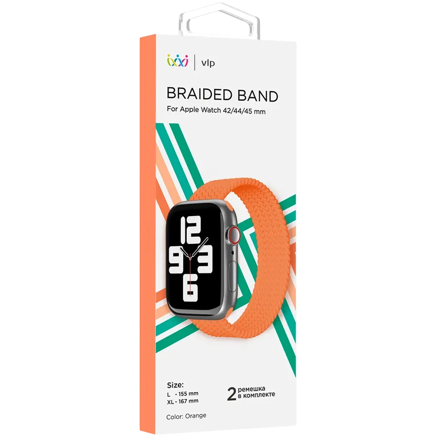 photo 2 - Ремешок VLP Woven из нейлона для Apple Watch 42/44/45 мм, Оранжевый