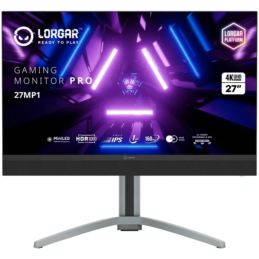 ЖКИ-монитор LORGAR(27.0", 3840x2160, Fast IPS, 1 000 : 1, 1 000 000 : 1(DCR), 178/178, 1мс, DisplayPort/HDMI 2.1/USB (A)/USB (B)/USB (C)/Наушники, MM) Молочно-серый/черный – photo 1