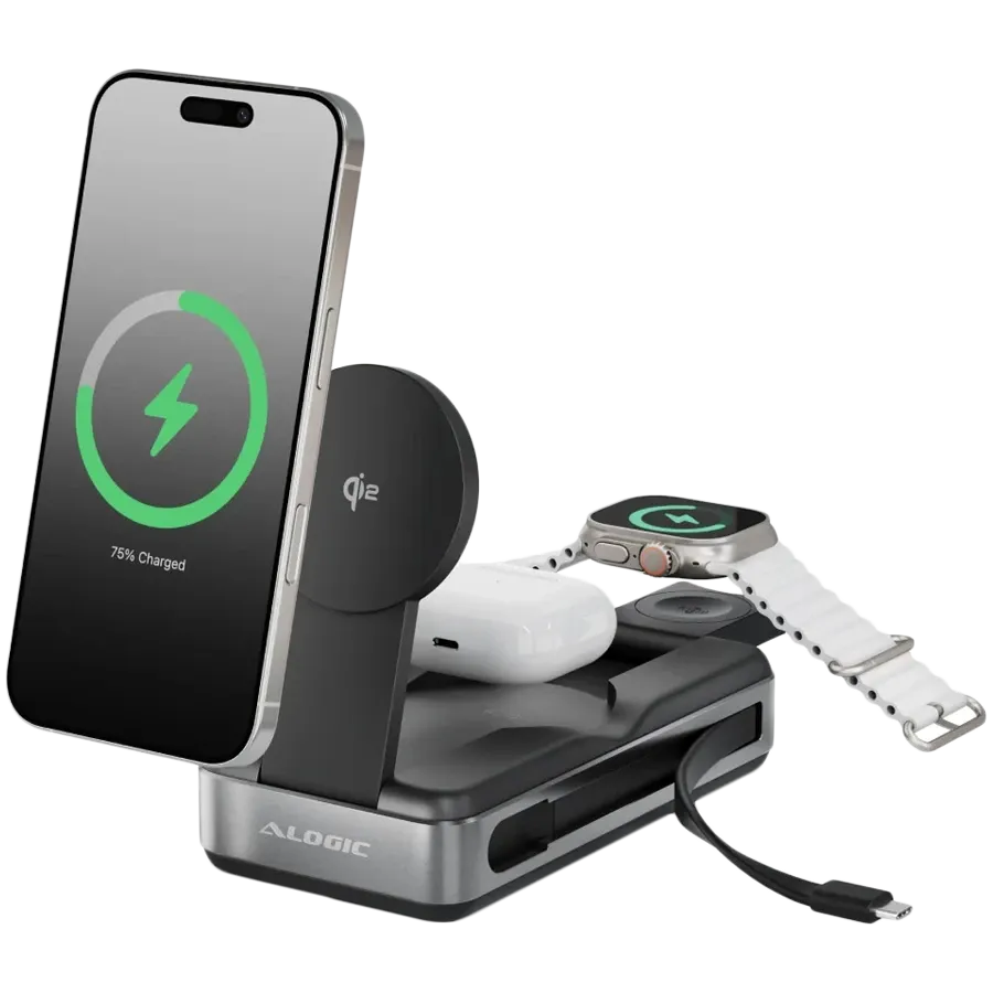 photo - Беспроводное зарядное устройство ALOGIC Roam USB-C, 100 Вт, Серый