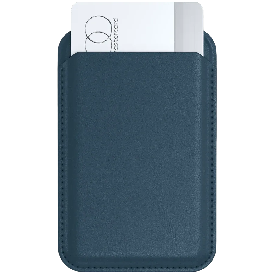 photo 4 - SATECHI Wallet Vegan-Leather Magnetic Wallet Stand Dark Blue for iPhone