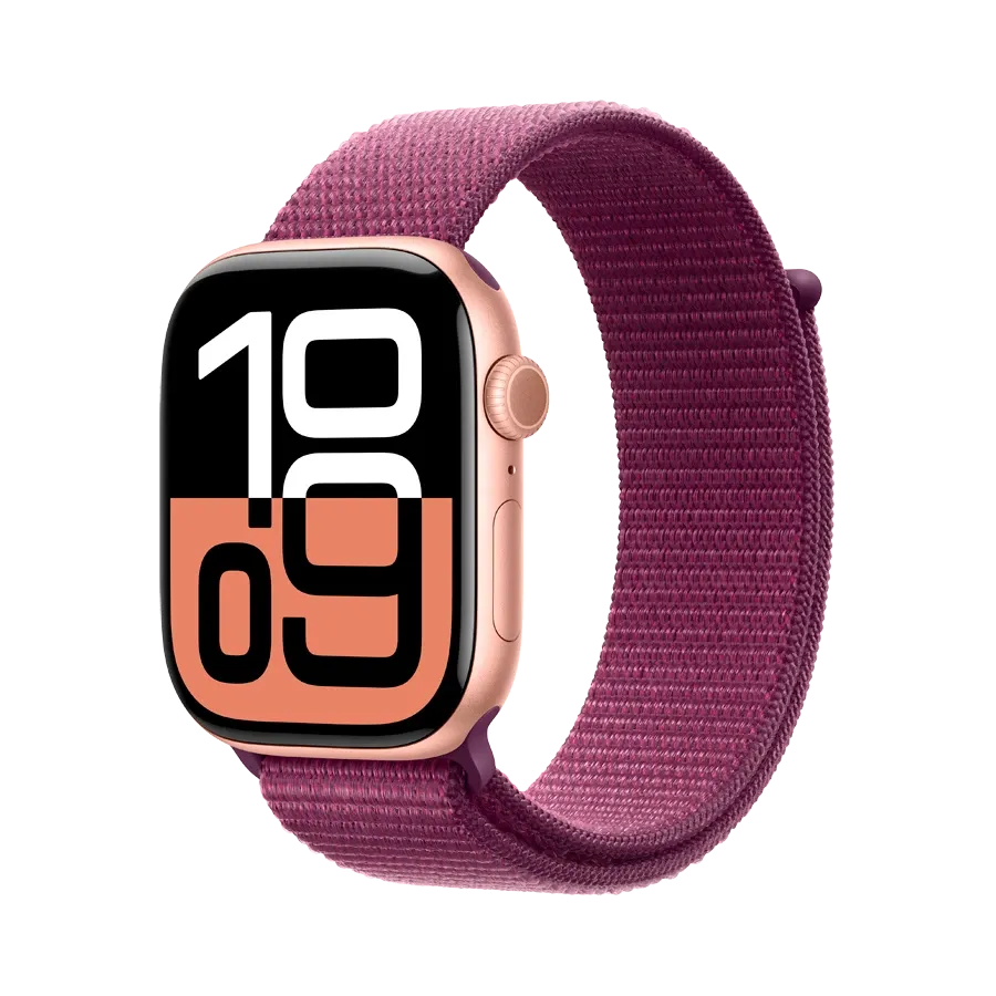 photo 1 - Apple Watch Series 10 GPS, Спортивный ремешок Plum, 42мм, Розовое золото
