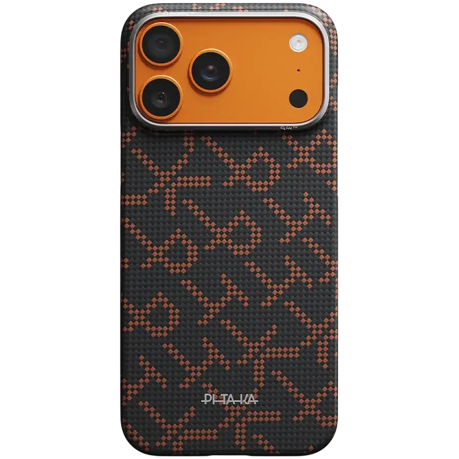 PITAKA Чохол Monogram with MagSafe Чорний/Помаранчевий для iPhone 17 Pro – photo 1