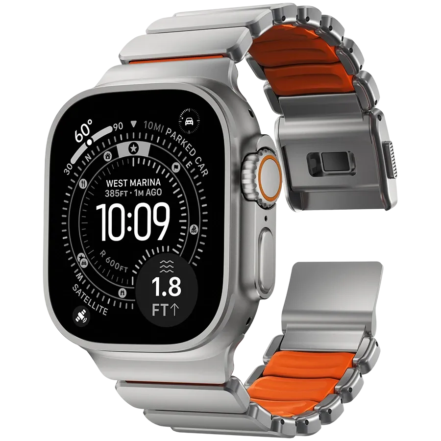 photo 4 - NOMAD Stratos Band for Apple Watch 46/49 mm, Natural Hardware/Ultra Orange