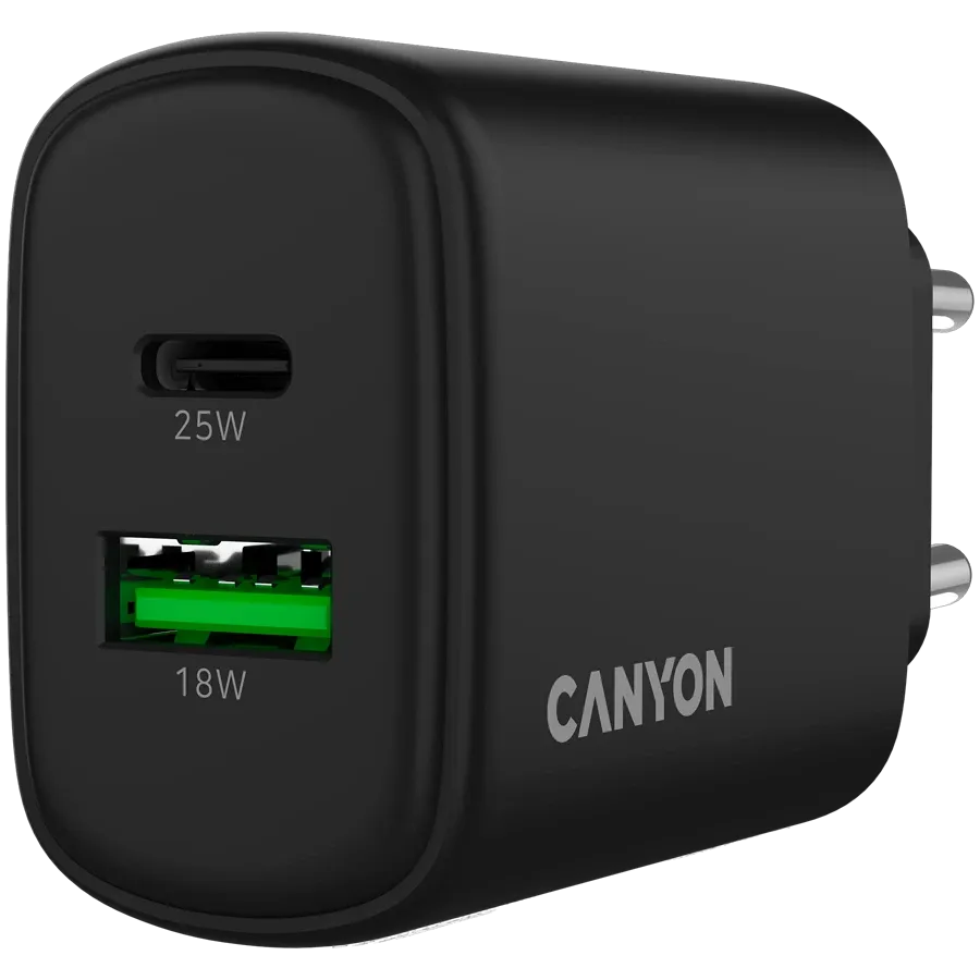 photo 5 - CANYON Адаптер живлення OnCharge 250 QC 2*USB/USB-C USB Тип C, USB Type-A, 25 Ват