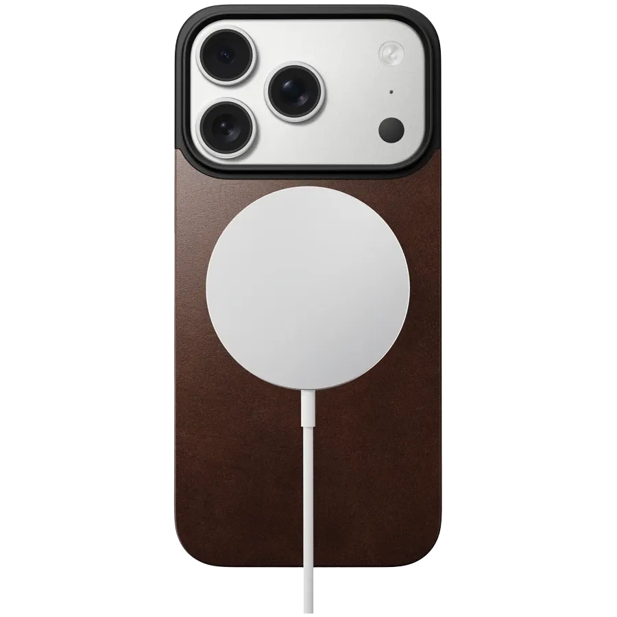 photo 4 - NOMAD Case Magnetic Leather Back თან MagSafe Brown for iPhone 17 Pro