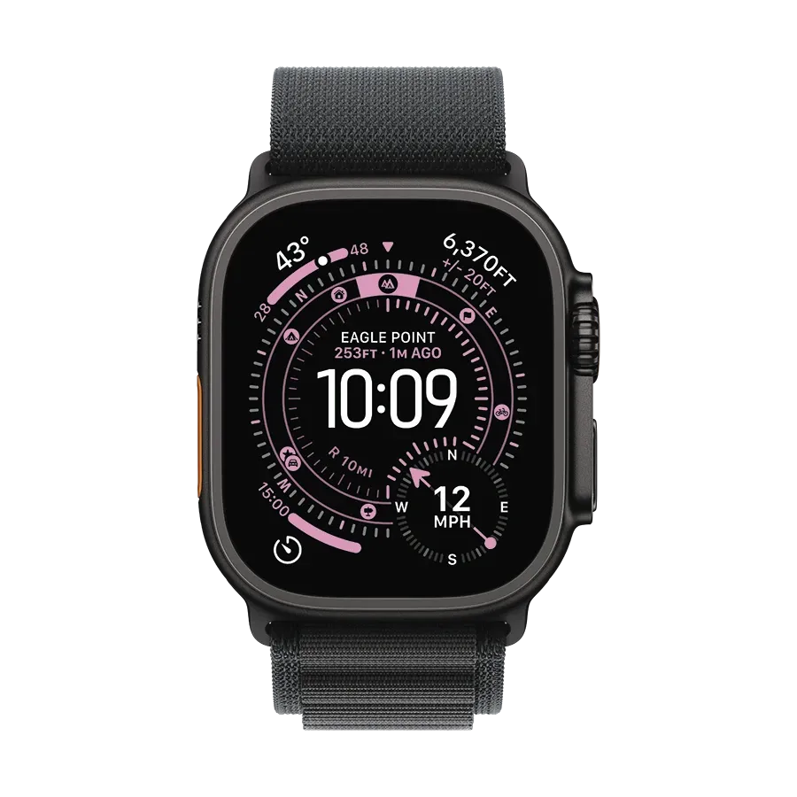 photo 2 - Apple Alpine Loop Бау үшін Apple Watch 44/45/46/49 mm, Өлшемі L, Қара