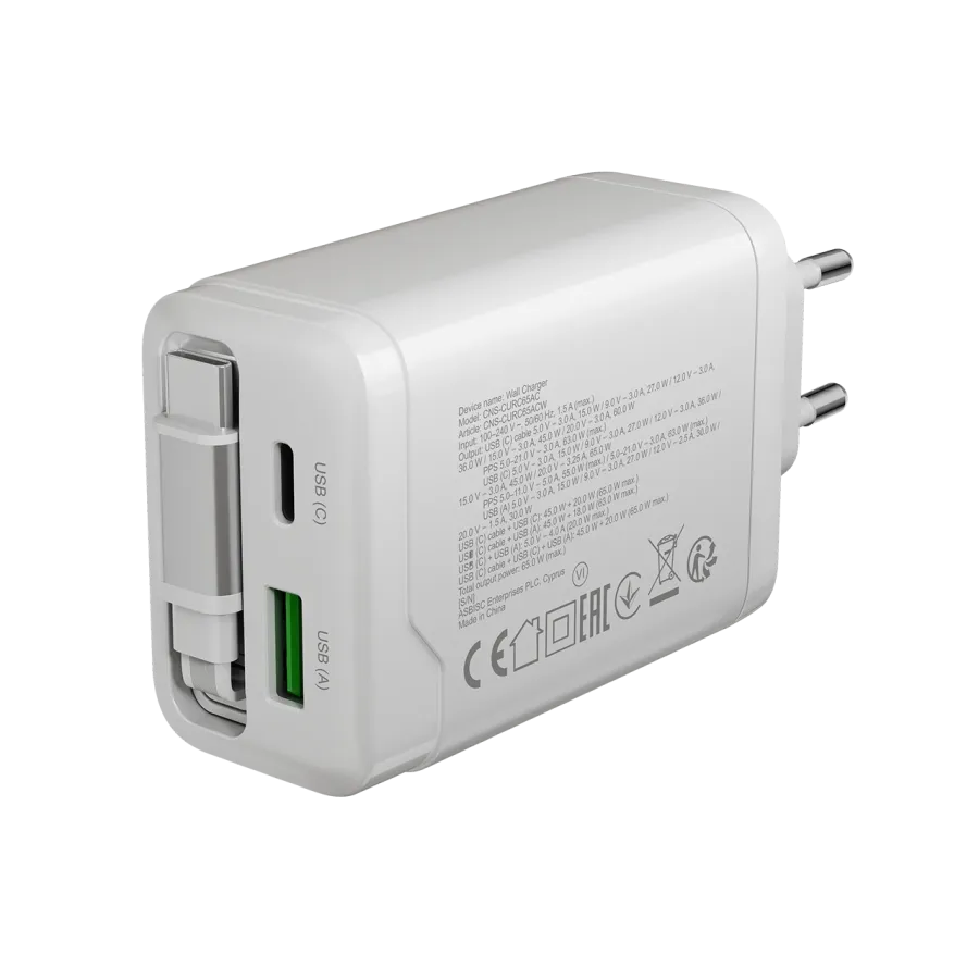 photo 7 - CANYON Адаптер питания OnCharge 65RC 3*USB/USB-C USB Тип A, USB Тип C, USB Тип C, 65 Вт