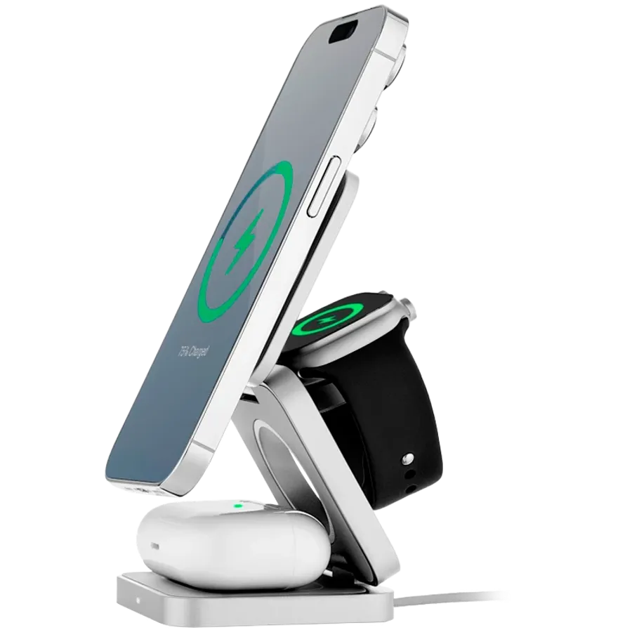 photo 1 - Беспроводное зарядное устройство UBEAR Balance 3in1, 25 Вт, Серебристый