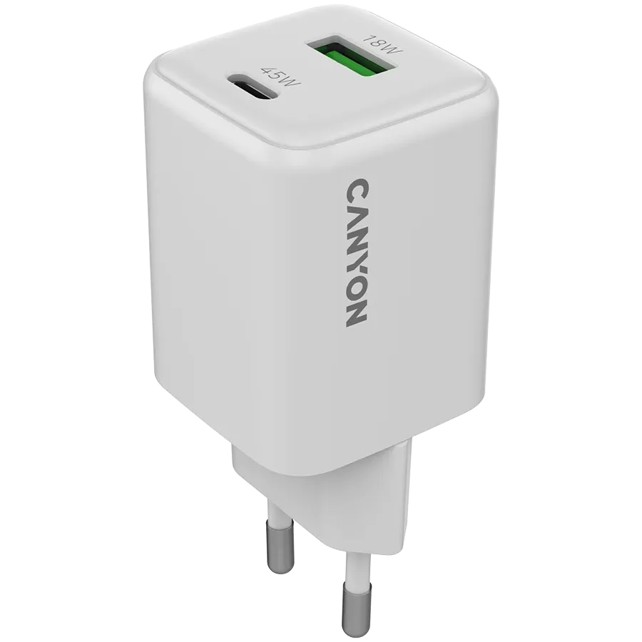 photo 1 - CANYON Адаптер питания 2*USB/USB-C USB Тип C, USB Тип A, 45 Вт