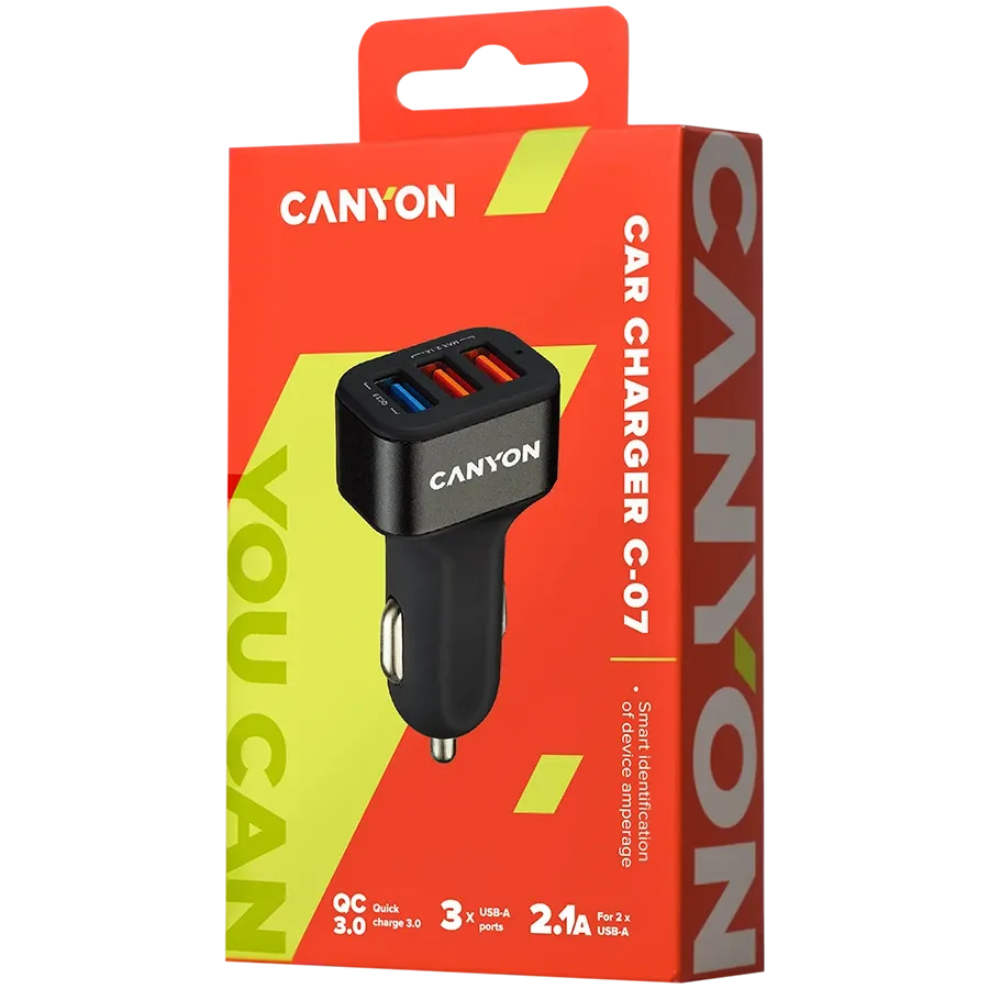 photo 3 - CANYON Автомобильный адаптер C-07 3*USB Тип A