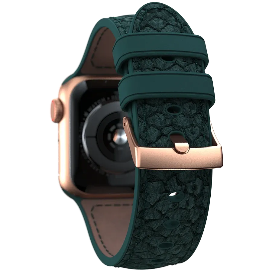 photo 2 - NJORD Salmon Leather Strap Ремешок для Apple Watch 40/41 mm, Темно-зеленый