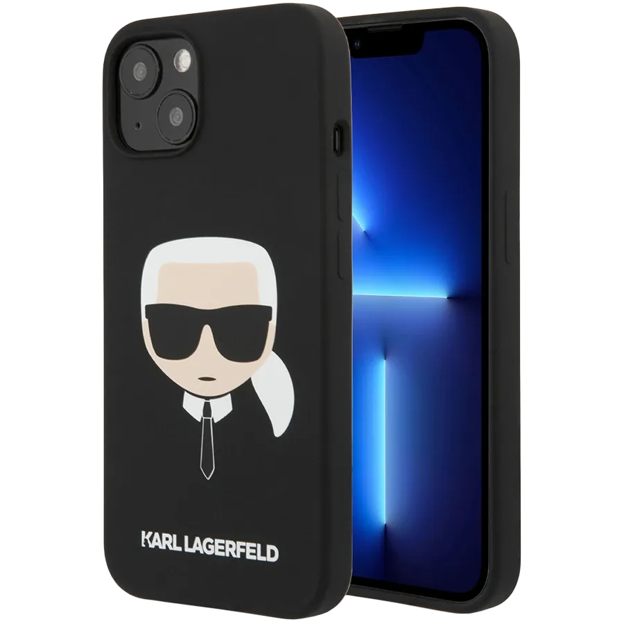 photo 3 - LAGERFELD Қаптар Liquid silicone Karl's Head Қара for iPhone 13 mini