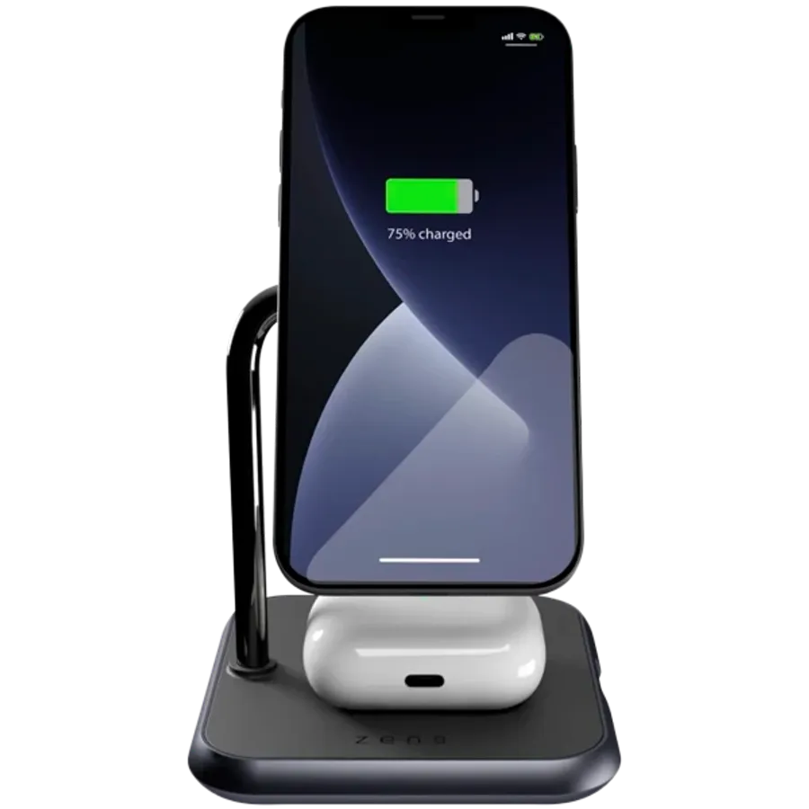 photo 1 - Бездротова зарядка ZENS Magnetic 3-in-1 Aluminium Wireless Charger, Black