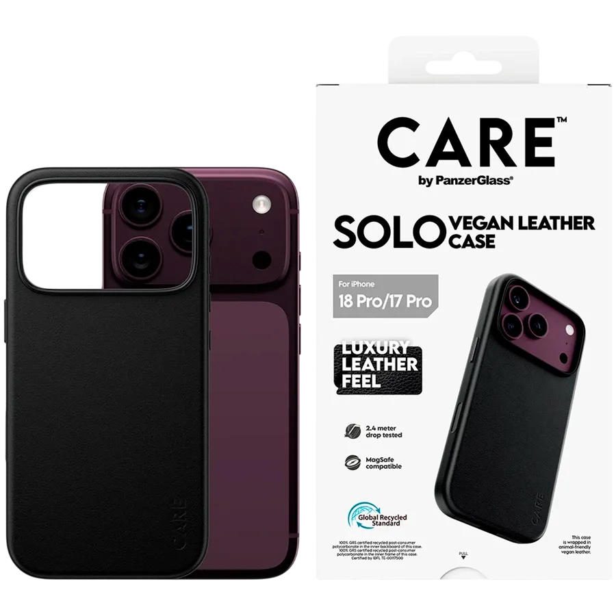 Чехол PANZERGLASS Solo из экокожи с MagSafe для iPhone 17 Pro/18 Pro, Чёрный – photo 1
