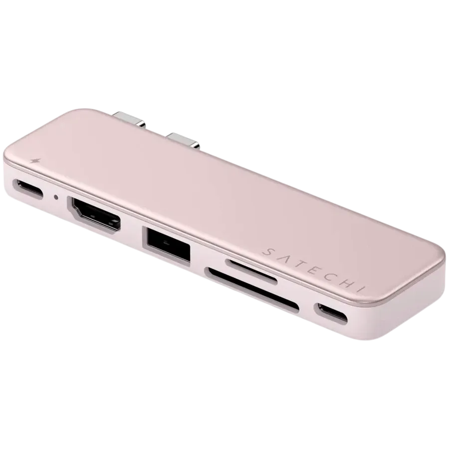 Adaptor multiport Satechi Snap USB‑C 6-in-1 pentru MacBook Neo, Blush – photo 1