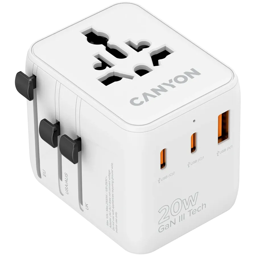 photo 1 - CANYON Адаптер питания 3*USB/USB-C 2*USB Тип C, USB Тип A, 20 Вт