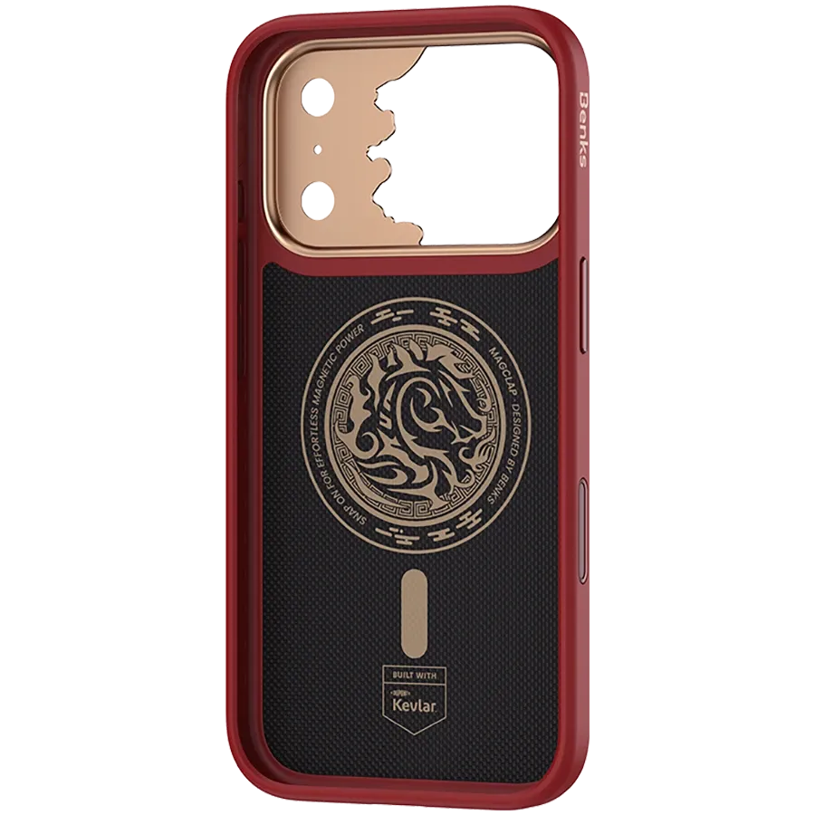 Чехол BENKS Knight ArmorPro с MagSafe для iPhone 17 Pro Max, Red/Gold – photo 2