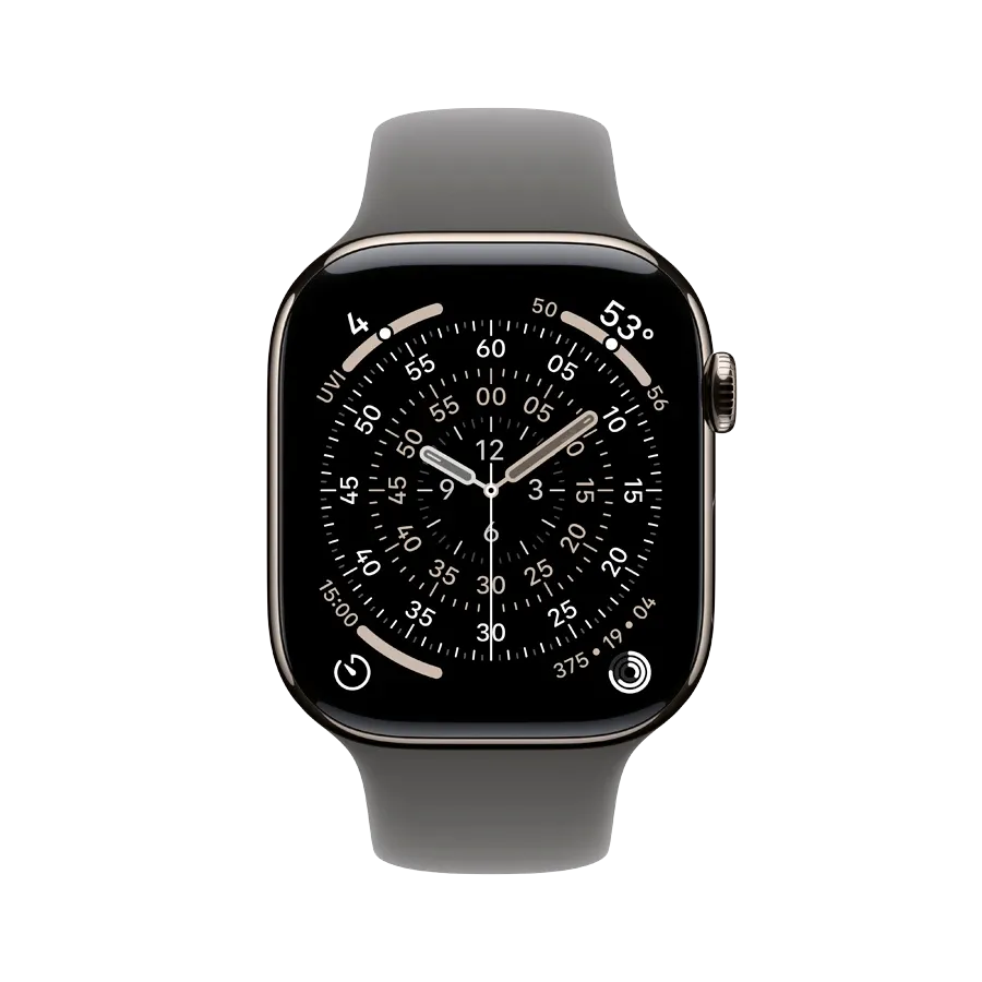 photo 2 - Apple Watch Series 11 GPS + Cellular,  Stone Grey Sport Band, S/M, 46mm, Natural Titanium