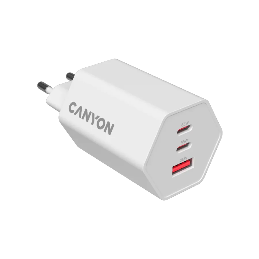 photo 3 - CANYON Адаптер питания Hexagon 65 3*USB/USB-C 2*USB Тип C, USB Тип A, 65 Вт