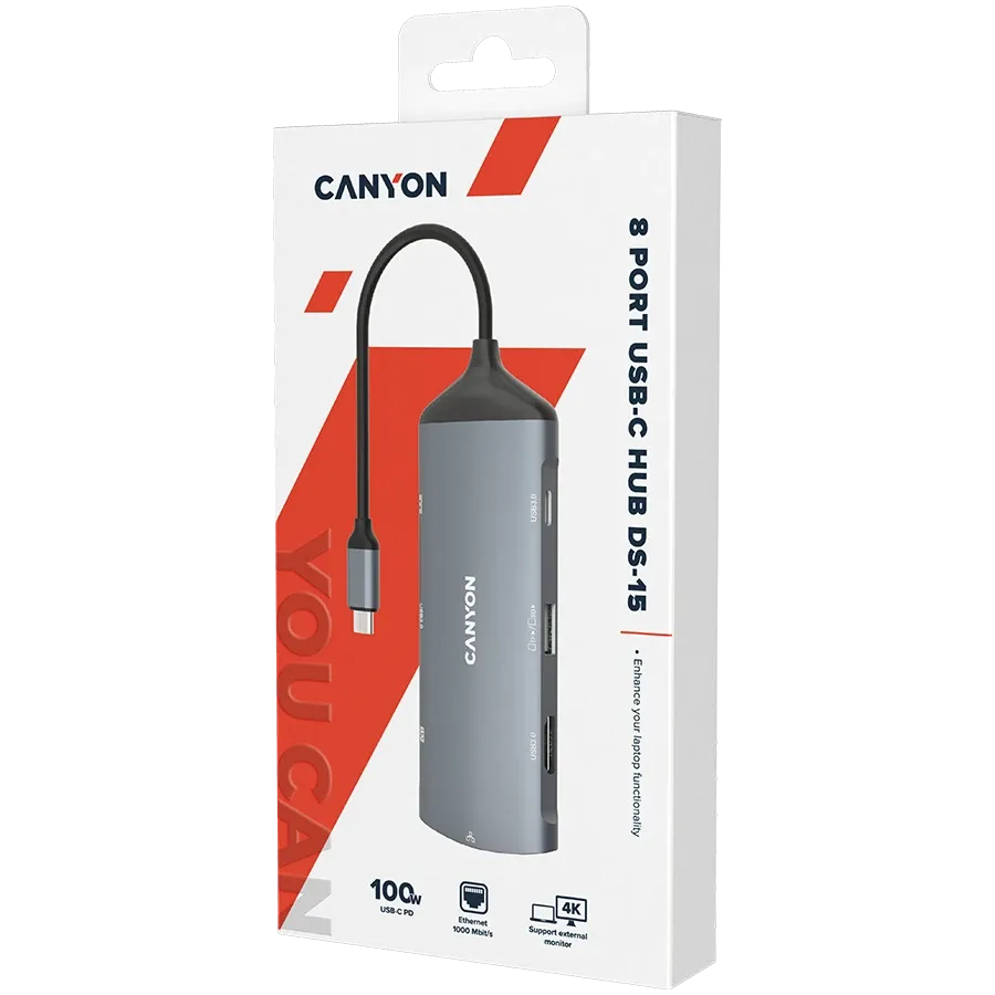 photo 2 - Мультипортовий хаб 8в1 14K UHD DS-15 (CNS-TDS15)