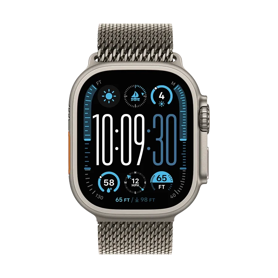 photo 2 - Apple 49mm Milanese Loop Band for Apple Watch 44/45/46/49 mm, Size Large, Natural Titanium