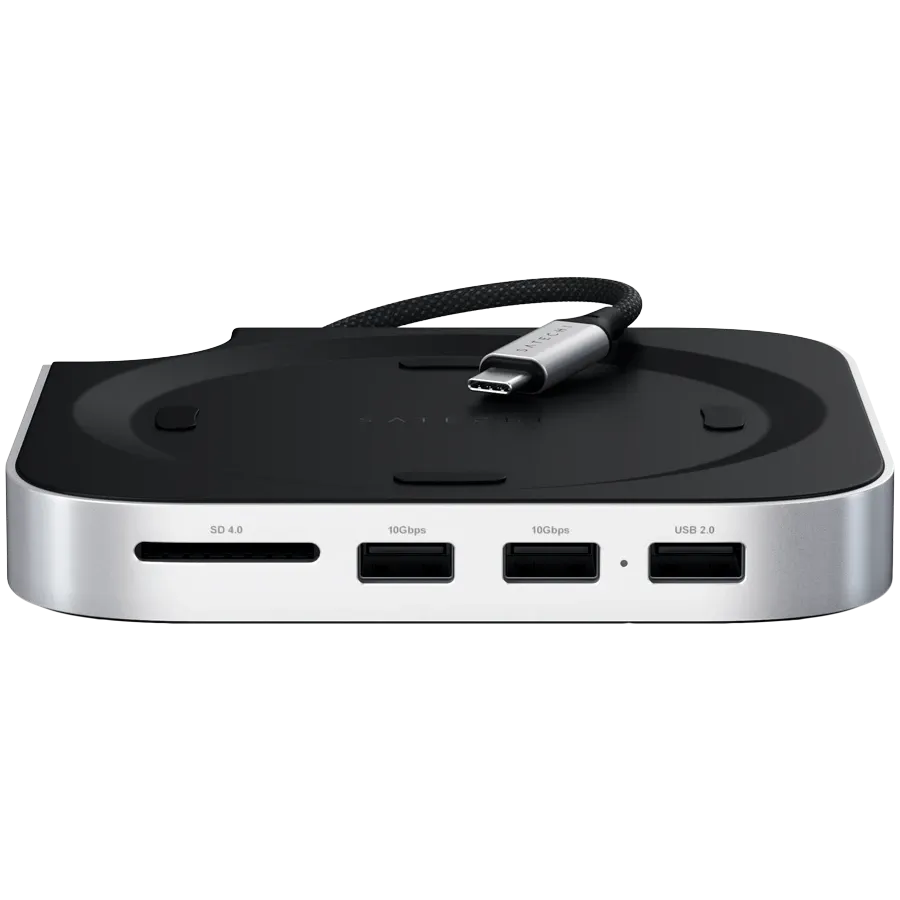 photo 5 - Подставка и хаб SATECHI для Mac Mini M4 с корпусом для SSD, Серебристый